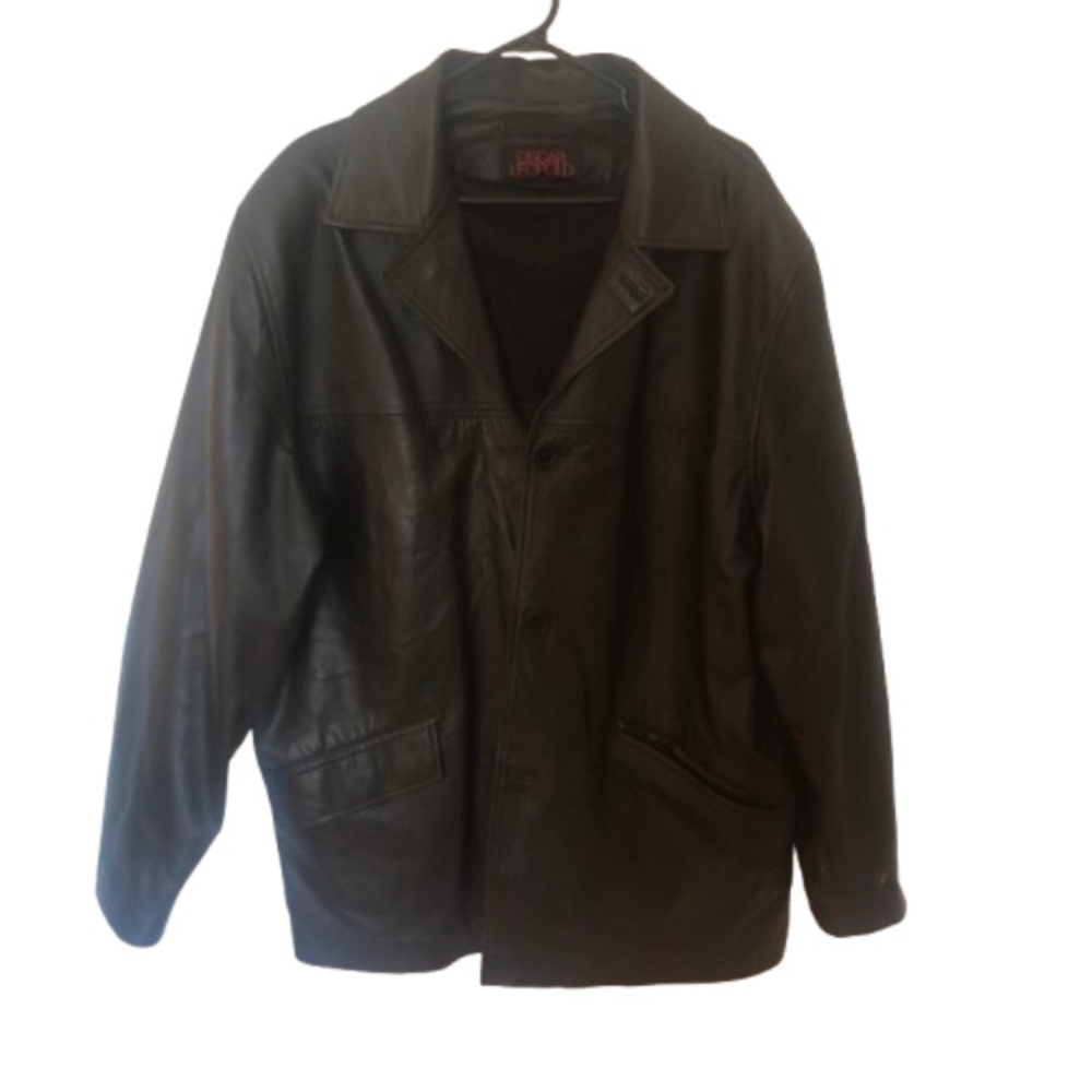 Vintage Men's Black Lambskin Leather Jacket Large